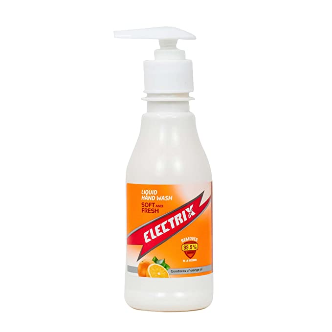 Electrix Liquid Hand Wash with Orange Oil, Fights Germs in 10 Sec (200ML)