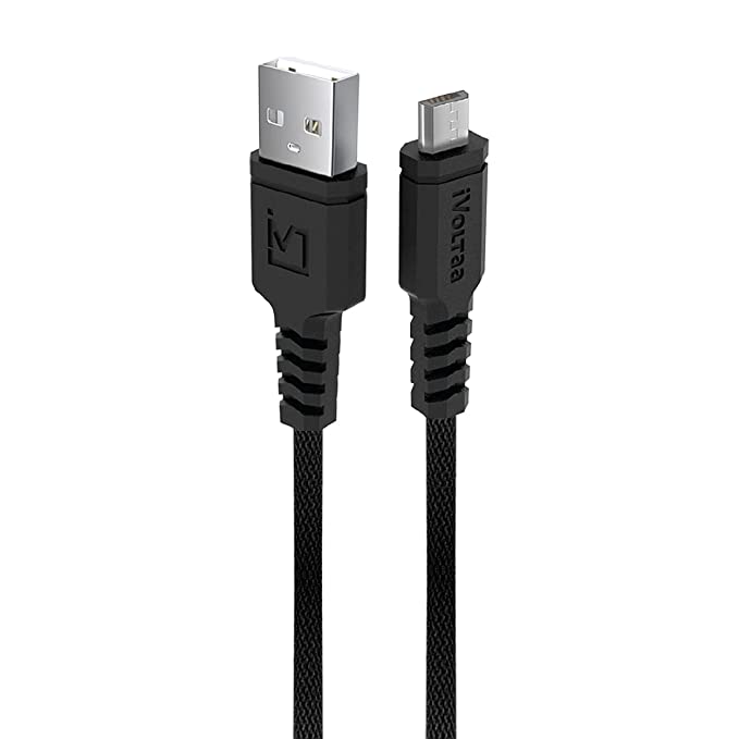 iVoltaa Fishnet Design Sync & Fast Charge Micro USB Cable (1 M / 3.3 Ft. Long - Black)