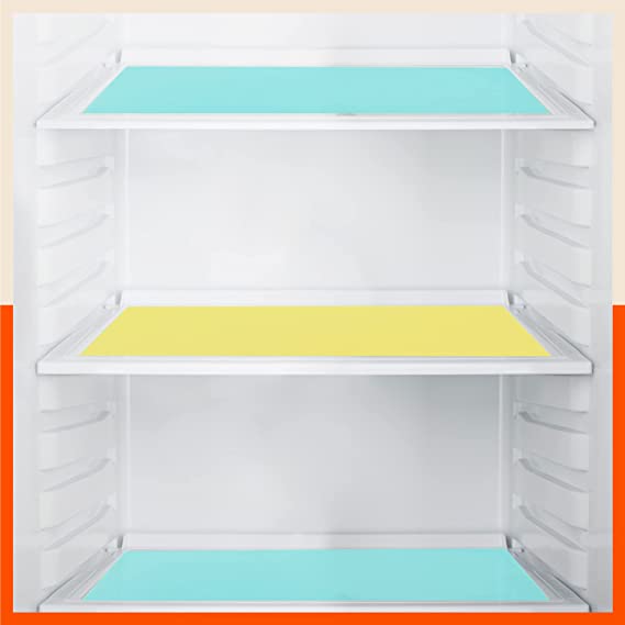 Matworks by Bathla - VIDA Multipurpose Translucent Texture Fridge Mats / Surface Protection Liner | Temperature Resistant, Washable & Non Slip |Yellow & Teal Combo (45 cm X 30 cm 425 GSM)