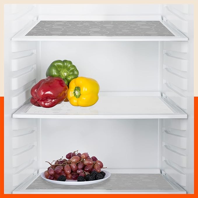 Bathla Fridge Mats - (45cm x 30cm) Kitchen, Drawer, Bathroom, Table, Fridge | Temperature Resistant | Multipurpose, Reusable | Non-Slip | Abstract Texture | (VIDA, 425 GSM, White & Grey)