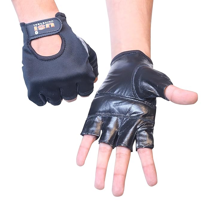 USI UNIVERSAL Gym Gloves, 734 Comferto Fitness Gym Gloves For Men & Women, Workout Powerlifting Gloves, Leather/fabric Construction, Double Reinforced Palm, Weight Lifting Gloves (Size: Medium)