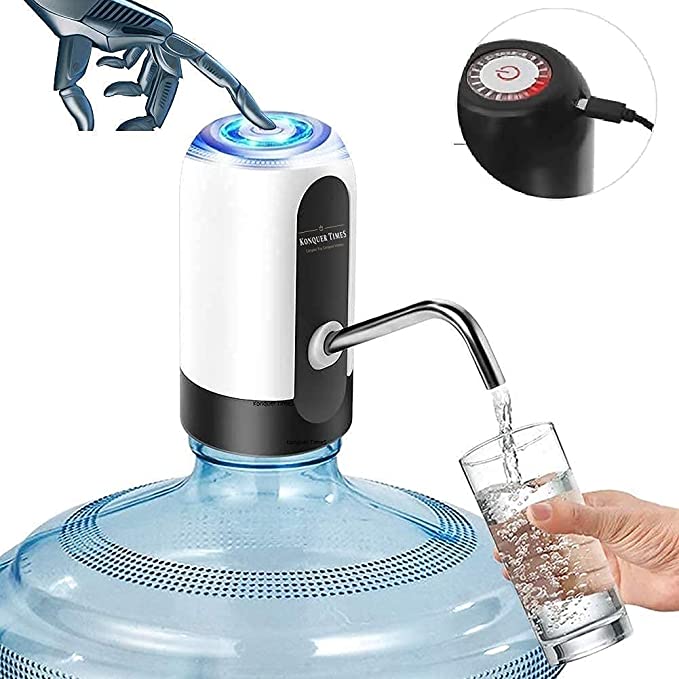 Konquer TimeS KTS Automatic Wireless Water Can Dispenser Pump for 20 Litre Bottle Can, White/Black