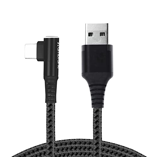 [Apply Coupon] - Ambrane Type C Mobile Charging Cable 3A Fast Charging, 1M, L Shaped Braided Cable, 480Mbps Data Transfer for Smartphones, Tablets, Laptops & Other Type C Devices (ABLC10, Black)