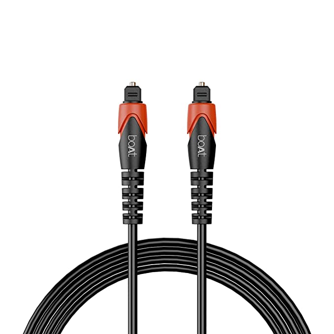 boAt Imagine Marketing Ltd Opt 200 Optical TOSLINK Audio Cable with Durable PVC Casing, Corrosion Resistant Pins, Buffer Tubing & 1m Cable Length(Black)