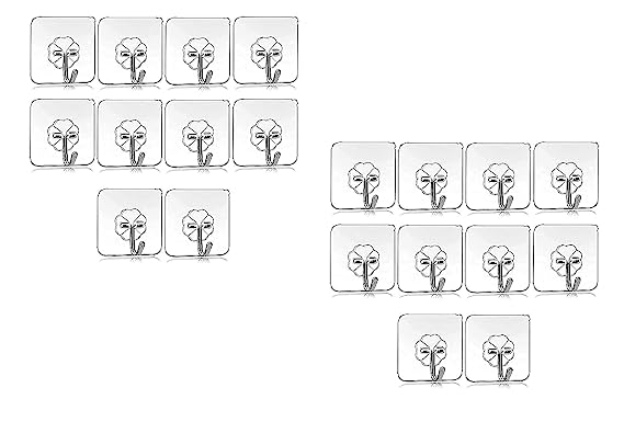 Multi-Functional Self Adhesive No Drilling Wall Hooks,Bathroom Heavy Duty Wall Hooks , Kitchen Waterproof and Oil Proof Transparent Heavy Duty Wall Hook & Ceiling Hange for Home and Bathroom (10)