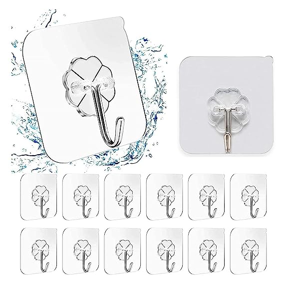 Transparent Strong Self Adhesive Door Wall Hangers Hooks Suction Waterproof Flower Plastic Strong Rack Sticky Sucker Heavy Load Rack Cup Sucker for Kitchen and Bathroom (5)