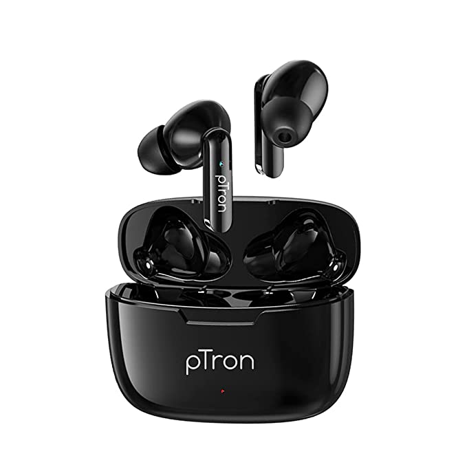 pTron Bassbuds Duo in-Ear Bluetooth 5.1 Wireless Headphones, Stereo Audio, Touch Control TWS Earbuds with HD Mic, Type-C Fast Charging, IPX4 Water Resistant & Voice Assistance