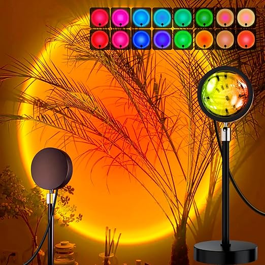 Aluminium Sunset Lamp Projector Sun LED Lamp Projection For Aesthetic Room Décor Sunset Light With Remote 16 Colors Changing Sunrise Mood Atmosphere Lamp For Bedroom,Multicolor