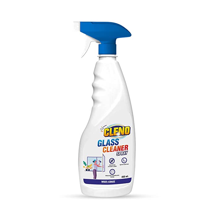 Cleno Glass Cleaner Spray Cleans Tabletops/Mirrors/Glass-Windows/Fridge/Oven/ Kitchen Cabinets/ Furniture/Car Windows- 450ml (Ready to Use)