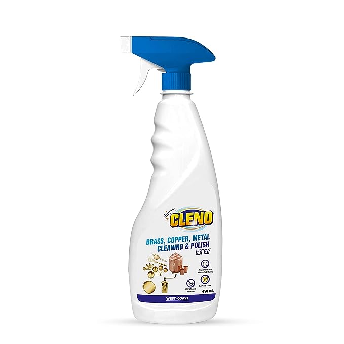Cleno Heavy Duty Brass, Copper, Metal Cleaning & Polish Spray | All Metal Objects at Your Home/Chrome/Copper/Brass/Bronze/Nickel/Eco-friendly - 450 ml (Ready to Use)