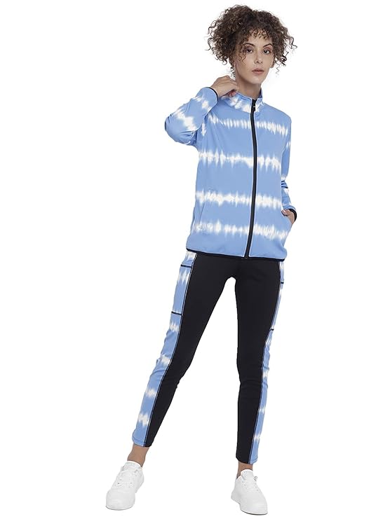 CHKOKKO Women Printed Zipper Full Sleeves Track Suit