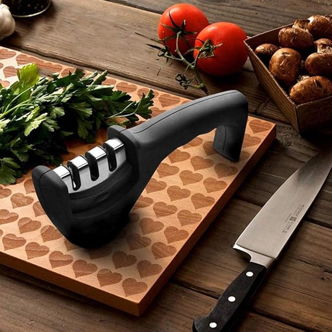 Big Buzz Knife Sharpener Manual 3 Stage Knives Sharpner Tool Advanced Knife Sharpener for Kitchen Knife Sharpner Knives Sharpening Tool for Steel Knives