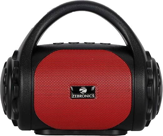 Zebronics Zeb-County Wireless Bluetooth Portable Speaker with Supporting Carry Handle, USB, SD Card, AUX, FM & Call Function. (Black+Red)