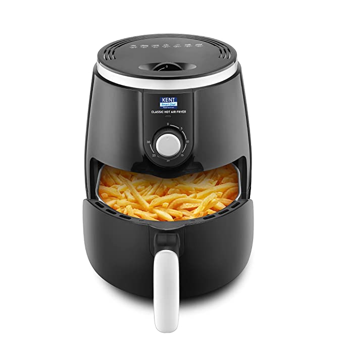KENT Classic Hot Air Fryer 4L 1300 W | 80% Less Oil | Instant Electric Air Fryer | Auto Cut Off | Fry, Grill, Roast, Steam, and Bake | 1 Year Warranty | Black