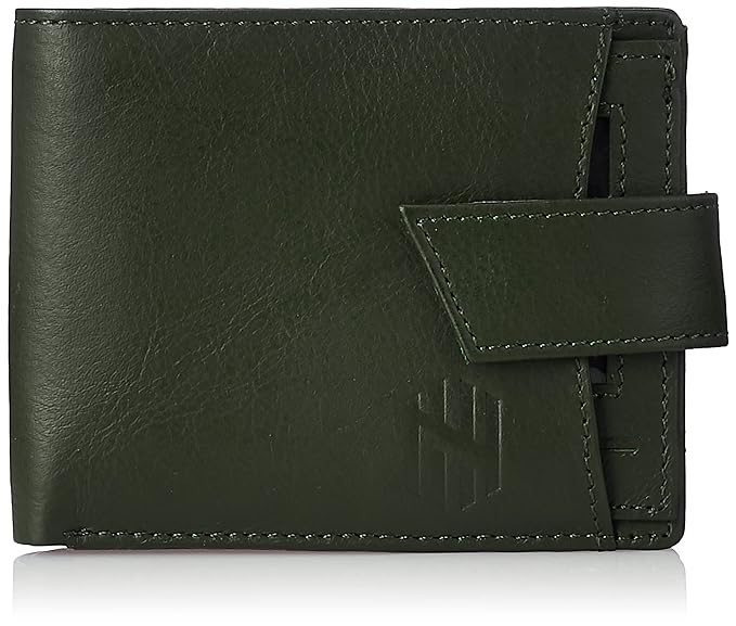 Nelle Harper Men's Leather Bifold Wallet, Dark Green, (NHMLWV004)