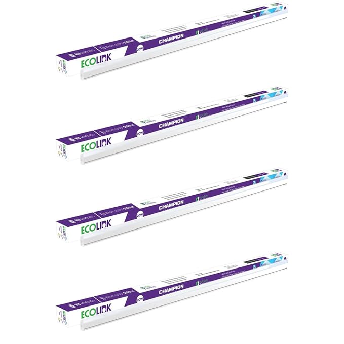 EcoLink 20-watt LED Batten/Tubelight | Champion Compact 4-ft LED Batten for Living Room & Bedroom | Cool White,Pack of 4