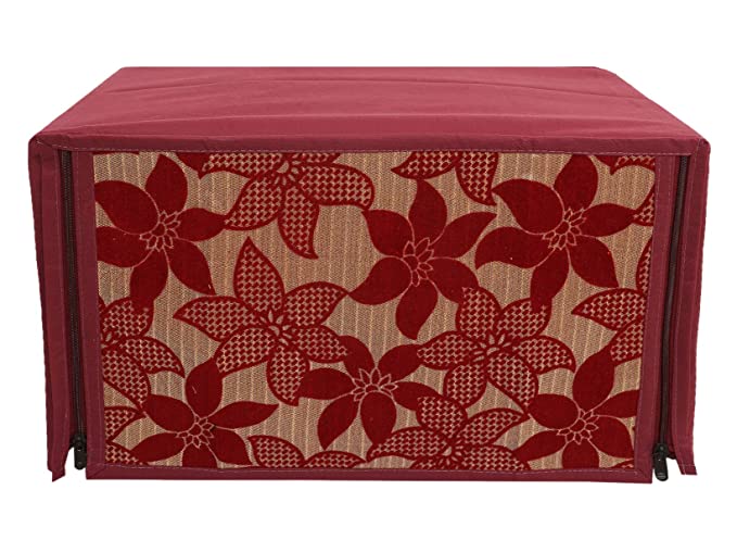 Kuber Industries Velvet Flower Printed Microwave Oven Cover,30 LTR. (Maroon)-HS43KUBMART26055, Standard