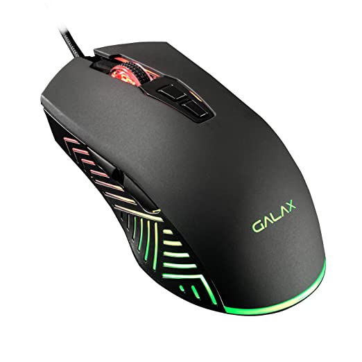 Galax Slider-03 USB Wired Gaming Mouse | 7 Programmable Buttons | Customizable RGB Lights | Ergonomic Design | 7200 DPI Gaming Grade Sensor | 1.5m Braided Cable | 16.8mn Color, Light Weight - Black