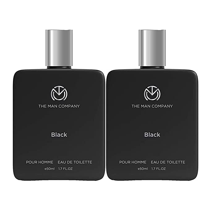 The Man Company Black EDT For Men | Premium Long Lasting Fragrance Spray | Perfume For Men | Perfect Gift Set for Husband, Boyfriend - 50ml*2