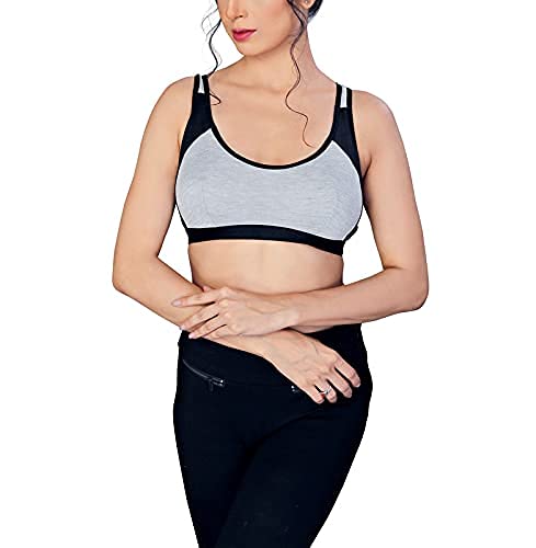 [Size: 32] - ZIGORA (Black) Sports Non Padded Wire Free Bra Yoga Gym Stretch Workout Seamless Cotton Bra for Women