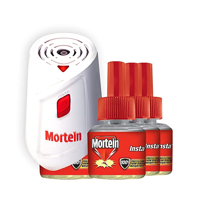 Mortein SmartPlus Mosquito Killer Machine + 3 Refill - Combo Pack (45ml x 3) | 100% Protection from Dengue Mosquitoes | Insect & Mosquito Repellent | Repellent Refills and Device (1 Machine + 3 Refills)