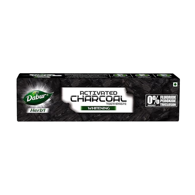 DABUR Herb'L Activated Charcoal Toothpaste-120G|Black Gel Toothpaste|Whitening Toothpaste|Fluoride Free|Fights Plaque&Extrinsic Stains|With Power Of Charcoal&Mint|Cool&Refreshing Mouth Experience