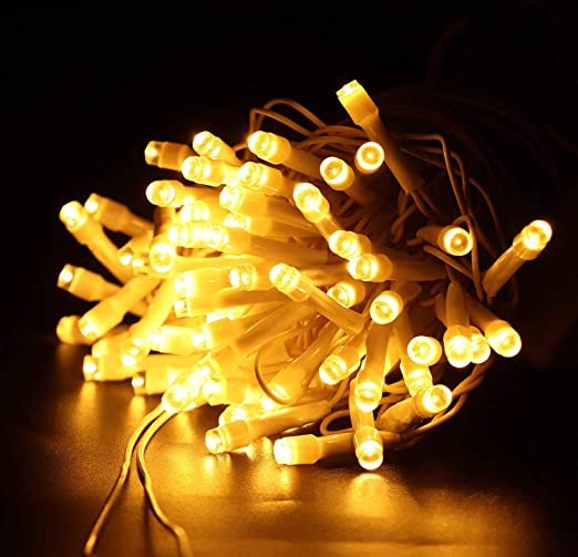 TUCASA- 11 Meter Still led ladi Christmas String Light for Festive Decorations, Diwali and Christmas Lighting (Warm White)-Plug in
