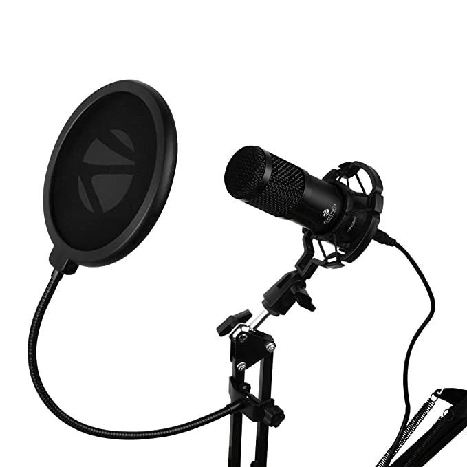 Zebronics Zeb-Lucid PRO Desktop Mount Condenser Microphone with 2M USB Cable for Computer/PC, Cardioid Pattern, Metal Body, High Sensitivity, Shock Mount, Flexible Neck and Plug & Play Setup