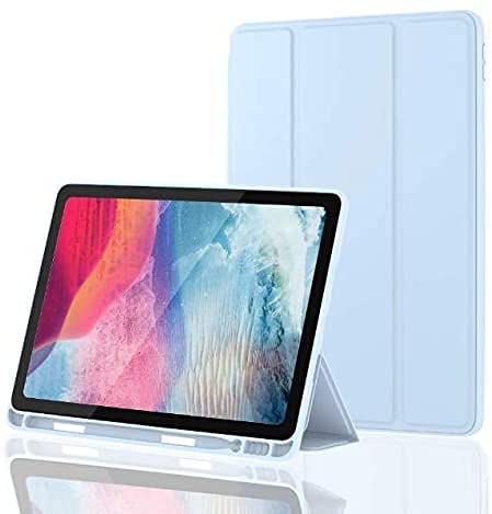 Oaky PU Lather Pencil Holder Case Compatible with iPad 9.7 inch 2018/2017 iPad 6th & 5th Gen. Auto Sleep/Wake Cover [A1893, A1954, A1822, A1823] - Sky Blue