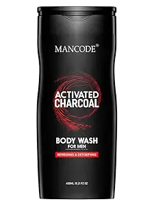 Mancode Activated Charcoal Body Wash for Men 450ml, Shower Gel with Oil Control, Natural Oils Extract, Odor Protection