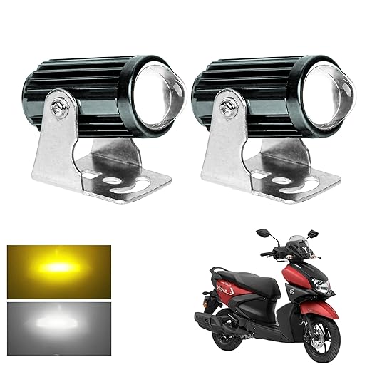 Asryd LED Motorcycle Driving Spot Lights 20W 6000K + 3800K Dual Light Color Off Road Light LED Fog Light (Pack of 2) For Yamaha Ray ZR 125 .