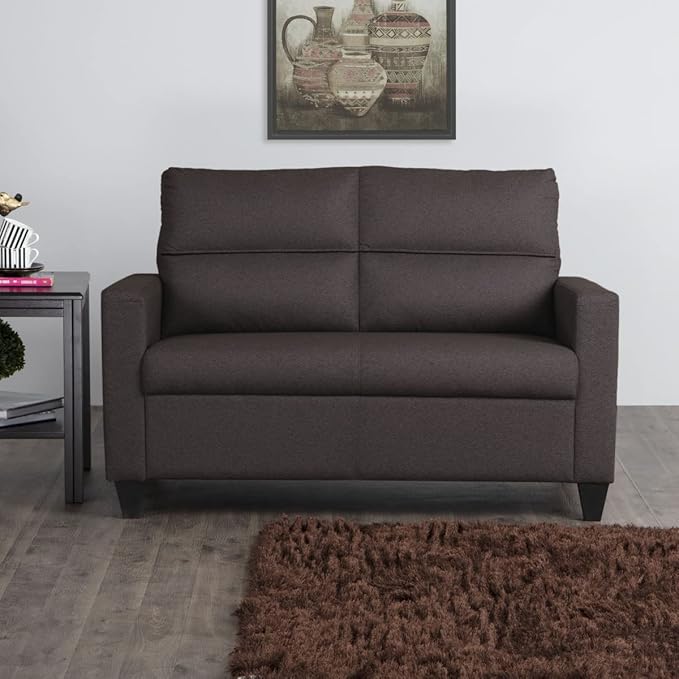 Home Centre Helios Clary Brown Fabric 2-Seater Sofa - 122cm