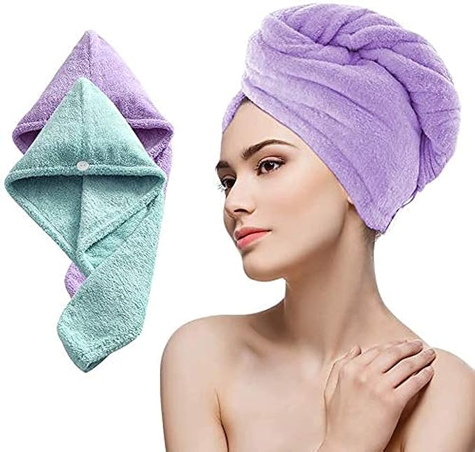 Fezora® Hair Towel Wrap Absorbent Towel Hair-Drying Bathrobe Magic Hair Warp Towel Super Quick-Drying Microfiber Bath Towel Hair Dry Cap Salon Towel (Multicolor)