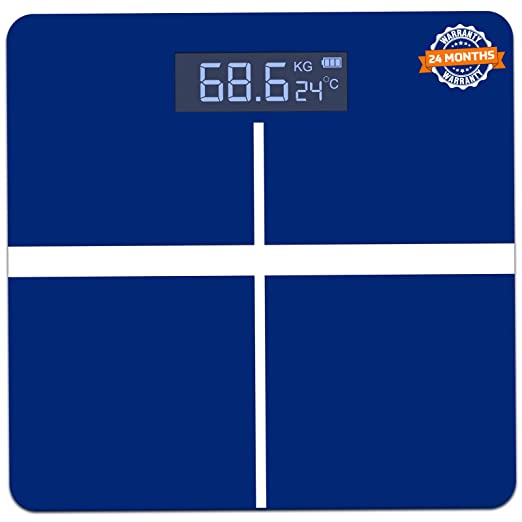 beatXP Blue Plus Digital Bathroom Weighing Scale With Lcd Panel & Thick Tempered Glass, Electronic Weight Machine For Human Body 2.5 to 180 KG- 2 Year Warranty