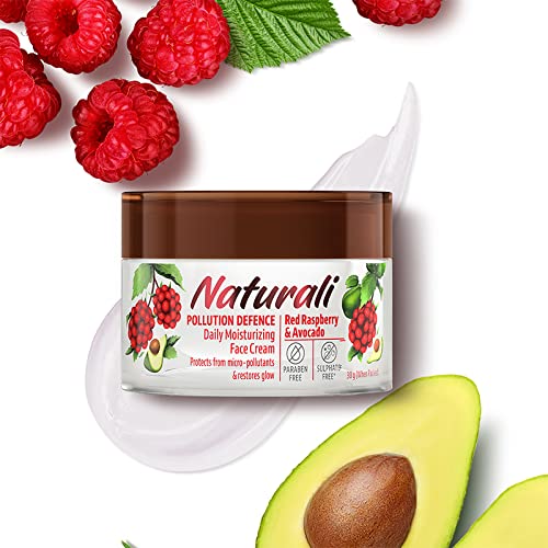 NATURALI Pollution Defence Daily Moisturizing Face Cream | With Red Raspberry & Avocado | Protects Skin From Pollution & Restores Natural Glow | 50 gm