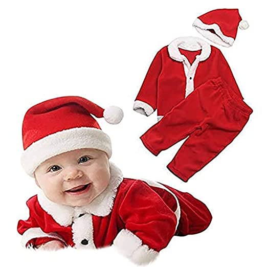 The Party Co. Santa Claus Dress Costume for Baby Boys Girls Kids (0-6 Months) For Christmas/New Year (Premium Series)