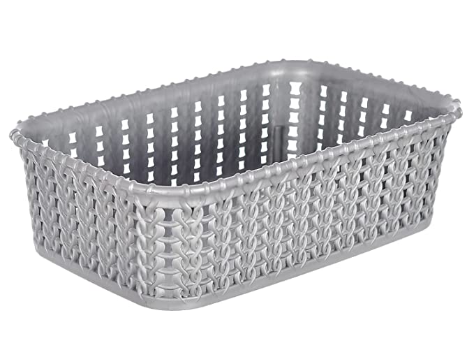Fun Homes Multiuses Small M 15 Plastic Tray/Basket/Organizer Without Lid (Grey) -46FH0117