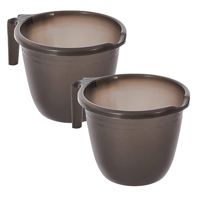 Fun Homes Plastic Bathroom Mug 1 Litre- Pack of 2 (Black)-46FH0213