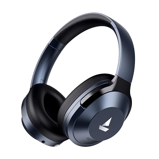 boAt Nirvana 751 ANC, 65Hrs Battery, Hybrid Active Noise Cancellation(~33dB), Fast Charge, Ambient Mode,Integrated Controls,Carry Pouch, Bluetooth Headphones, Wireless Headphone with Mic (Bold Blue)