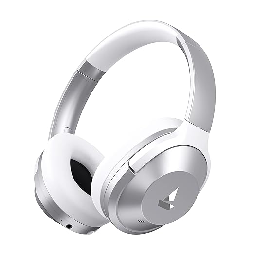 boAt Nirvana 751 ANC, 65Hrs Battery, Hybrid Active Noise Cancellation(~33dB), Fast Charge, Ambient Mode, Carry Pouch, Bluetooth Headphones, Wireless Headphone with Mic (Sterling Silver)