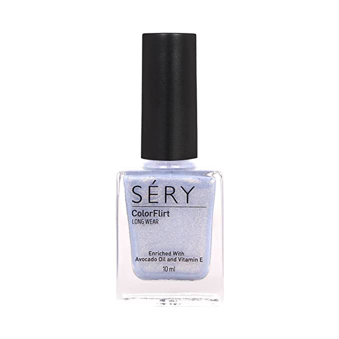 SERY Color Flirt Nail Paint, Pastel Shimmer Nail Polish, glossy shine, Chip-Resistant, 6 days long lasting, Enriched with Avocado oil and Vitamin E, Lilac Love, 10ML