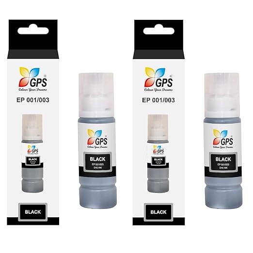 GPS Colour Your Dreams Refil dye Ink for Epson 001 003 Use with Printer L5190, L3150, L3110, L1110, L4150, L6170, L4160, L6190, L6160 Printer (2pcs - Black)