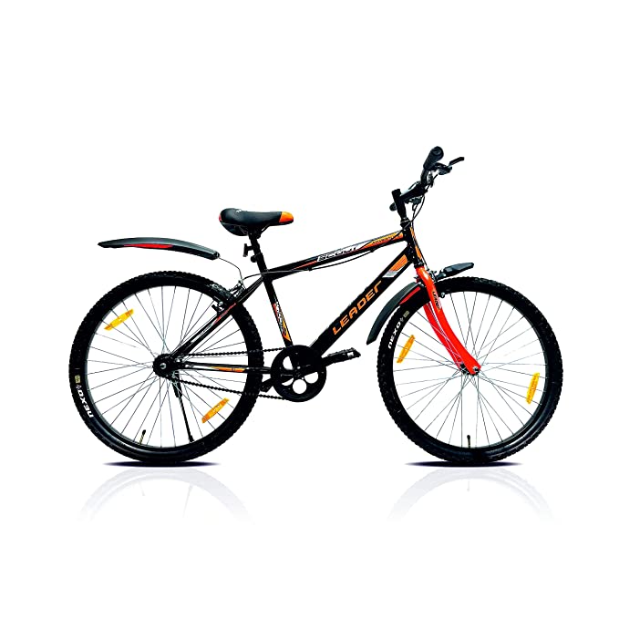 Leader Scout MTB 26T Mountain Bicycle/Bike Without Gear Single Speed for Men - Black/Orange, Ideal for 10 + Years (Frame: 18 Inches)