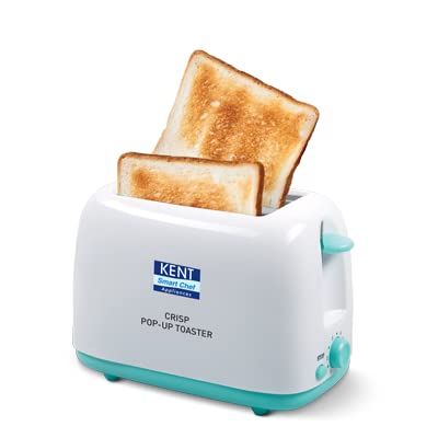 Kent Crisp Pop Up Toaster 750 Watts | 2 Slice Automatic Pop Up Electric Toaster | 6 Heating Modes | Auto Shut Off | Removable Bread Crumbs Tray | White