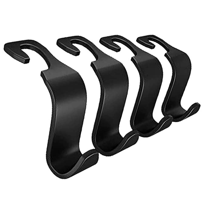 [Apply Coupon] - XML Car Organizer Plastic Hook Hanger for Holding Handbag Coat Purse Bag Water Bottle Umbrellas Cap and More. Suitable for All car (Black- Pack of 4), Standard, (XCH)