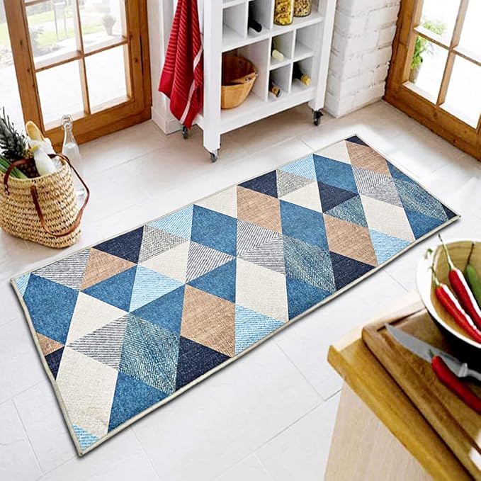 ishro home 3D Printed Bedside Runner Nylon Carpet Anti Skid for Home/Kitchen/Kitchen/Living Area/Office Entrance. (Crystals, 22 X 55)