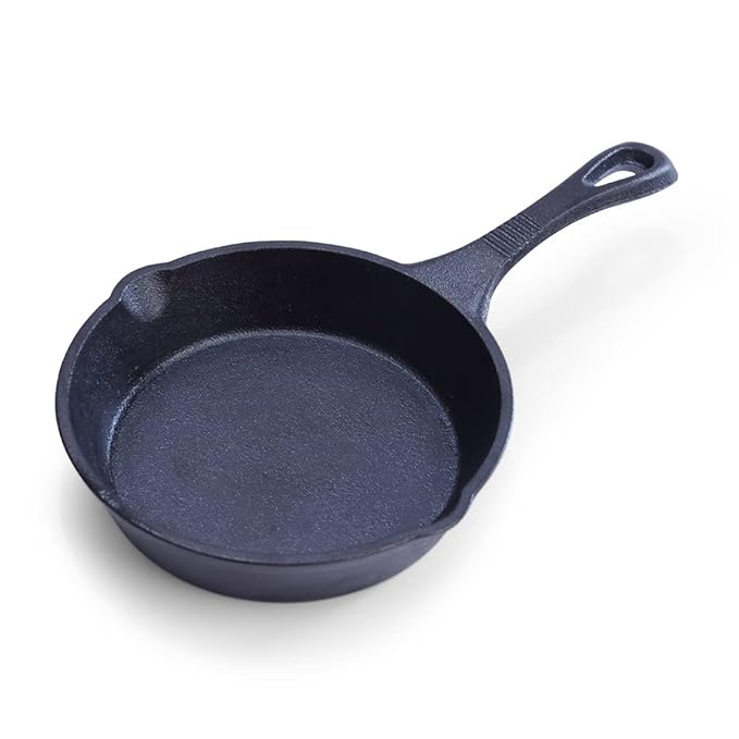 Wonderchef Forza Pre Seasoned 15 cm Cast Iron Fry Pan | with Lifetime Exchange Warranty | Black