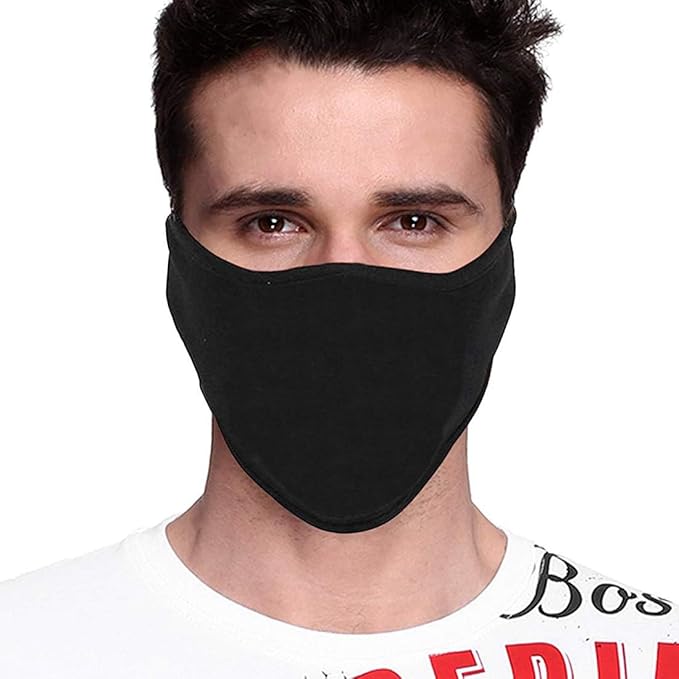 Half Face Cover Mask for bike riding Men Women Skin friendly Breathable Uv rays Anti Dust Sun burn Pollution Strechable Balaclava Face shield Pack of 1 Half Black Patti Ninja Mask