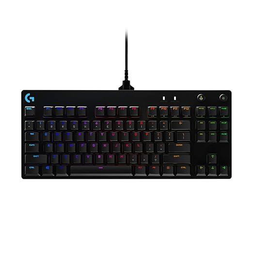 Logitech G PRO Mechanical Gaming Keyboard, Ultra Portable Tenkeyless Design, Detachable Micro USB Cable, 16.8 Million Color LIGHTSYNC RGB Backlit Keys,Black
