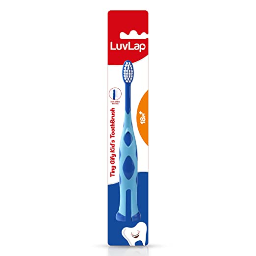 Luv Lap Tiny Giffy Kids Toothbrush, BPA Free, Toddler Manual Toothbrush for Boys & Girls, 18M+, Multicolour (Assorted Colours, Colours May Vary)